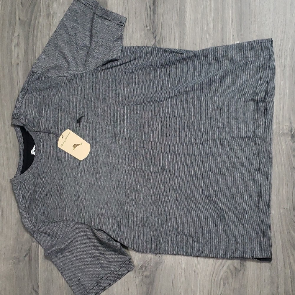 Tommy Bahama Shirt Men's Bali Black Stripe T-Shirt.  Size Med.  NWT